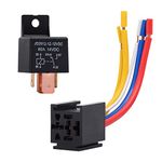 Ehdis 1 Pack Car Relay 12V 80 APM 5 Pin, Changeover Relay with Socket Holder for Truck, Motor, Heavy Duty On/Off Normally Open SPDT Relay Socket Plug 5 Wire