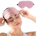 Boldfit Premium Silk Eye Mask For Traveling, Sleeping With Adjustable Strap, Blind Fold For Smooth&Comfortable Sleep- Pink