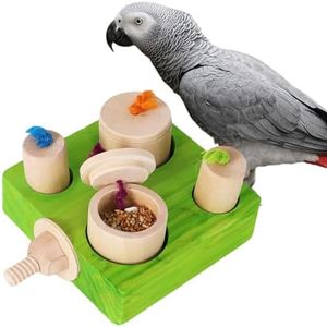 YOOSO WING Birdie Puzzle Feeder - Interactive Foraging Toy for Parrots, Parakeets, Cockatiels, Conures | Mental Enrichment & Stimulation Game to Prevent Boredom (Green)