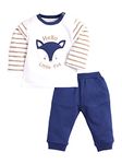 BABY GO 3-6M/6-12M/12-18M/18-24M Full Sleeves 100% Soft Cotton Clothing Set For Baby Boys, Navy Blue