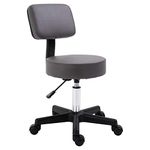 HOMCOM Beautician's Swivel Salon Chair w/Padded Seat Back 5 Wheels Adjustable Height Salon Hairdressers Tattoo Spa Rolling Cushion Professional 35cm Grey