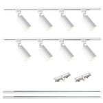 LRAEMXG 8-Light GU10 Track Lighting Kit with 6.6FT H Type Track Lighting Rails, Modern Kitchen LED Track Lighting Fixtures Ceiling Spot Light Directional Adjustable, White (No Bulbs)