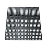 Rubber-Cal 03-122-INT-BK "Dura-Chef Commercial Interlock" Anti-Fatigue Rubber Matting, 36" x 36" x 1/2", Black