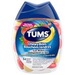 TUMS Chewy Bites with Gas Relief (Chewable Tablets), Antiacid for Heartburn Relief, 54 count
