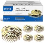 meite Coil Roofing Nails 32mm x 3.05mm Electro Galvanized 15 Degree Round Head Coil Nails for Roofing Nailer Gun, Wire-Weld Collated Nails Smooth Shank for Roof Lathing Sheathing 2,880PCS