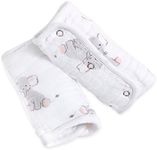 Aden by aden + anais Strap Cover; 100% Cotton Muslin Strap Covers with 100% Polyester Fill; 2-Pack; Safari Babes - Elephant