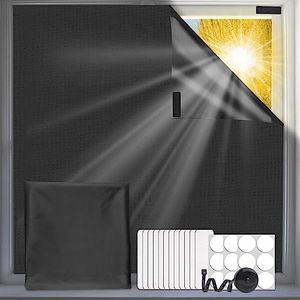Portable Blackout Blinds, Temporary 100% Blackout Material, Easy to Stick On No Drill Blackout Blinds Curtains for Bedroom, Nursery Room (145 * 200CM - Black PU coating)