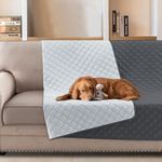 BellaHills Water Repellent Dog Blanket for Bed Sofa Cover Pet Throw, Washable Mattress Protector Furniture Protector for Dog/Pet/Cat, 208x259cm, Grey