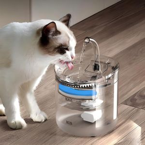 Cat Water Fountain, 68OZ/2L Automatic Cat Feeder - Transparent Silent Version with Slope, Can be Upgradable Sensor Outlet Equipment for Cats, Dogs, Multiple Pets