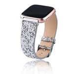 UniqeStyle Compatible Fitbit Versa/Fitbit Blaze Bands ,Fashion Slim Glitter Bling Leather Band Replacement Strap Women Men For Fitbit Versa Lite/Versa SE/Fitbit Blaze Smart Watch (Silver)