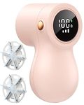 Rechargeable Fabric Shaver, coldSky Lint Remover for Clothes with Digital Display, Electric Lint Shaver with 6-Leaf Blades, 3-Speeds Defuzzer for Removing Fuzz and Pill from Sweater Pink