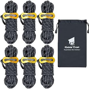 GEERTOP Reflective Guylines 4mm Lightweight Camp Ropes Tent Cords with Aluminum Adjuster Tensioner for Outdoor Camping Hiking Backpacking Survival Gear