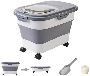 10-16kg Rice Storage Container,Collapsible Airtight Food Bin with Wheels,BPA Free Kitchen Storage for Flour,Sugar,Cereal,Pet Food – Includes Measuring Cup & Scoop, Space-Saving Design