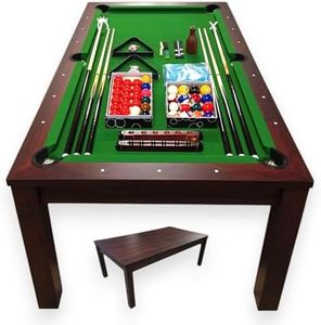 SIMBASHOPPING 7 Foot Pool Dining Table Combo Green Felt Modern Billiard Table with Dining Top Included - Missisipi