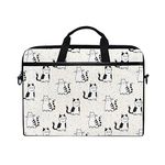 Laptop Case, Cartoon Cat Personalised Printed with 3 Compartment Shoulder Strap Handle Canvas Notebook Computer Bag Perfect for Boys Girls Women Men 13 13.3 14 15 inch