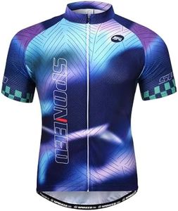 Cycling Shirts for Men, Road Biking Jerseys Full Zipper with Pockets Bicycle Clothing Mountain Bike Shirt Multi-Blue XL