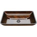 VIGO VG07047 Rectangular Glass Vessel Bathroom Sink, Russet