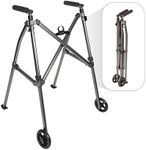 Able Life Space Saver Walker Lite w/Wheels, Lightweight Folding Walker for Adults, Seniors, and Elderly, Collapsible Travel Walker, Ski Glides for Mobility Support, Compact, Black Walnut