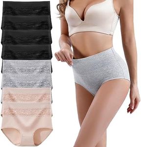 Xaanelr Women's Underwear Cotton High Waisted Full Coverage Briefs Soft Breathable Panties Multipack, Multi - A01 - 8 Pack 02, XX-Large