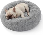 Bedsure Large Donut Dog Bed - 70x70x15cm Washable Round Dog Bed for Indoor Pets, Fluffy Calming Anti Anxiety Pet Beds for Large Dogs, Light Grey