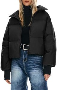 Orolay Womens Winter Oversized Short Down Jacket Crop Zip Puffer Coat Black M
