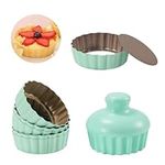 LIFVCNT Mini Tart Pan with Tamper, Non-Stick 4-Inch Carbon Steel Mini Pie Pan for Baking, Green Mini Quiche Pan Tin Shell Mold with Removable Bottom for Cheesecake Cupcake Muffin