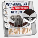 Heavy Duty Tarp, Waterproof Plastic Poly 10 Mil Thick Tarpaulin with Metal Grommets Every 18 Inches - for Roof, Camping, Outdoor, Patio. Rain or Sun (Reversible, Silver and Brown), Brown