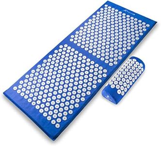 ProsourceFit Acupressure Mat and Pillow Set for Back/Neck Pain Relief and Muscle Relaxation, XL - Blue/White