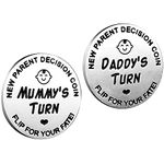 New Parents Decision Coin, Stainless Steel Commemorative Coins, Gifts for Dad Mum, Newborn Baby Gifts, New Mum Gifts,Baby Shower Gift，Birthday, Anniversary (Silver)