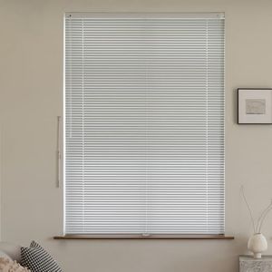 SHEERVIEW Cordless No Drill Aluminum Blind, Custom Size Matte Pearl White 1" Slat Horizontal Mini Blinds Light Filtering Waterproof for Interior Door Window Treatment Decor Home Office