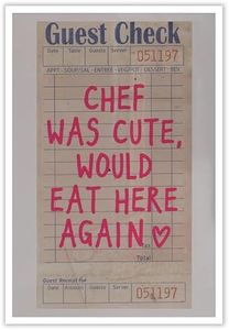 Drimiler kitchen Wall Art Decor Posters Trendy Large Chef Was Cute Would Eat Here Again Poster Prints Food Quotes Heart Decoration Aesthetic Dorm Room Walls Print Pink 12x16in Unframed