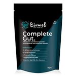 Biomel Complete Gut - Unflavoured - 4 in 1 Gut Health Powder with Diverse Fibres - 150g/30 Servings - Vegan Friendly - Gluten Free - Live Cultures for Gut Health - Delicious & Effective