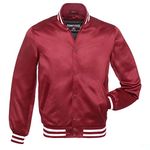 Stewart & Strauss Cardinal and White Satin Bomber Jackets