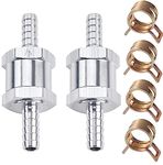 2PCS One Way Check Valve 5mm OD 1/4" Aluminum Fuel Hose Check Valve, Non Return Replacement Liquid Air Inline for One Way Petrol Diesel Gas with 4 Pcs Universal Adjustable Hose Clamps