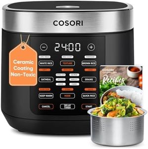 COSORI Rice Cooker 10 Cup, 24h Keep Warm, 18 Functions Fuzzy Logic Rice Maker with Stainless Steel Steamer Basket, Sauté, Slow Cooker, Black
