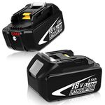 2 pieces Topbatt 5500mAh Battery Replacement BL1860B for Makita battery 18V for Makita 18V battery BL1850B BL1860B battery with LED indicators Black