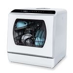 Hermitlux Table Top Dishwasher, Mini Countertop Dishwasher with 4 Place Settings, 5L Built-in Water Tank, 6 Programmes, Touch Control, Baby Care and Fruit Wash, White