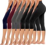 we fleece 7 Pack High Waisted Capri Leggings for Women Tummy Control Soft Capris Workout Athletic Yoga Pants