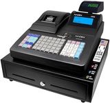 Nadex CR600 Cash Register, 9500 PLU Lookups 60 Dept 50 Clerks, 5 Bill 8 Coin Compartments 2 Check Slots Heavy Duty Steel Cash and Coin Drawer, Two Displays, Multiport