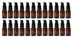 nsb herbals 15 ML Amber Color Round Empty Glass Bottle With Lotion Pump & Black Cap For Essential Oils, DIY Skin Care, Cosmetics, Multipurpose Bottle (Pack of 24)