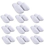 VINN DUNN Hotel Slippers 10 Pairs Pack CORASLIPPER COTTON Coral Fleece Close Toe (White)