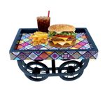 Wooded Home Resin Printed Serving Thela Cart Platter Tray for Snacks, Dining Table, Multi-Purpose, Kitchenware Decor with Moveable Wheels