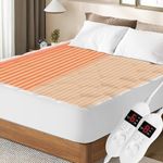 Ayge Heated Mattress Pad Queen Size with Dual Control - Auto Shut Off Electric Mattress Pad Cover - Electric Bed Warmer with Deep Pocket, Machine Washable, White