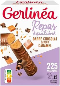 Gerlinéa - Barres Repas Chocolat Saveur Caramel - Substitut de Repas Complet et Rapide - Contient 12 barres (soit 6 repas) - 204974