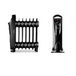 Fan Heater,Oil Filled Radiator, 7 Fins Compact Radiator,Adjustable Thermostat,Automatic Overheat Protection,Easy Access Carry Handle,700W, Black