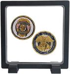 HillSpirng 4.3"x4.3"x0.8" Clear Display Frame, 3D Floating Holder Box for Medal, AA Medallions, Jewelry, Challenge Coins (Black)