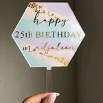 5PCS Clear Acrylic Cake Topper Blank Hexagon,DIY Personalized Cake Toppers Decorations for Wedding,Birthday,Graduation,Anniversary,Events Partys