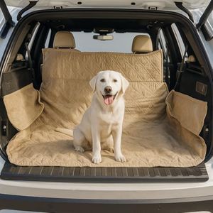 Formosa Covers Dog Cargo Liner for SUV - Heavy Duty Quilted and Padded Mat Covers Trunk Back Area - Hair Easily Shakes Off - Taupe - Universal Fit 68" W x 93" L