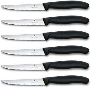 Victorinox Swiss Classic Profi Steak- und Pizzamesser-Set, 6-teilig, Tafelmesser, Wellenschliff, Scharfe Klingen, 11 cm, Robuste Kunststoffgriffe, Schwarz
