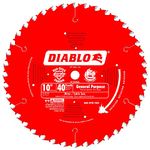 Freud D1040A Diablo 10-Inch 40 Tooth ATB General Purpose Saw Blade with 5/8-Inch Arbor and PermaShield Coating, Multi, One Size